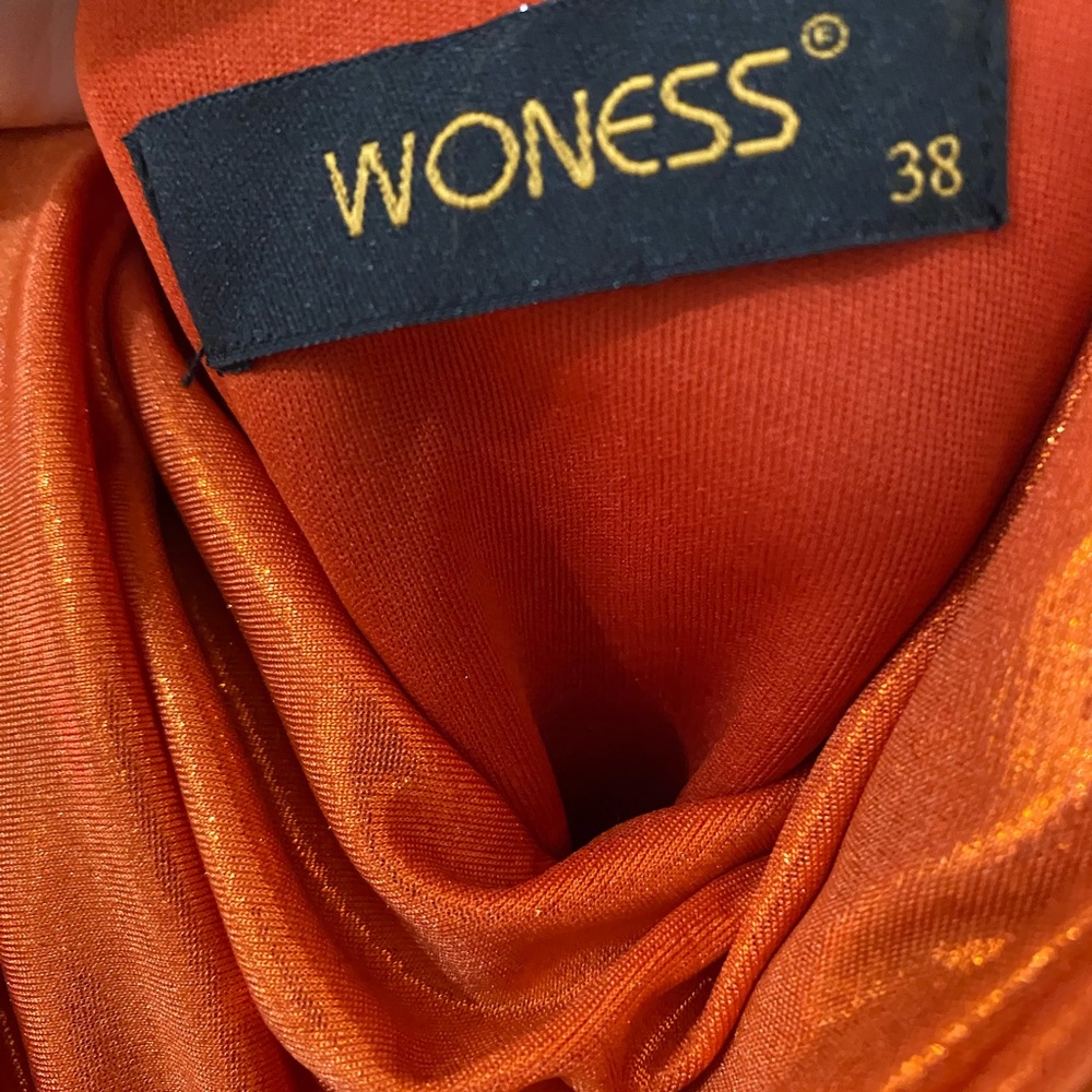 Off shoulders . Elegant Orange Evening Gown NWT Turkish brand - Picture 5 of 11